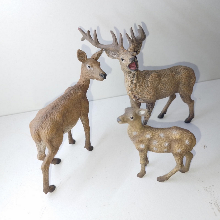 3 Pcs Collecta Woodland Red Deer Family Animal Figure