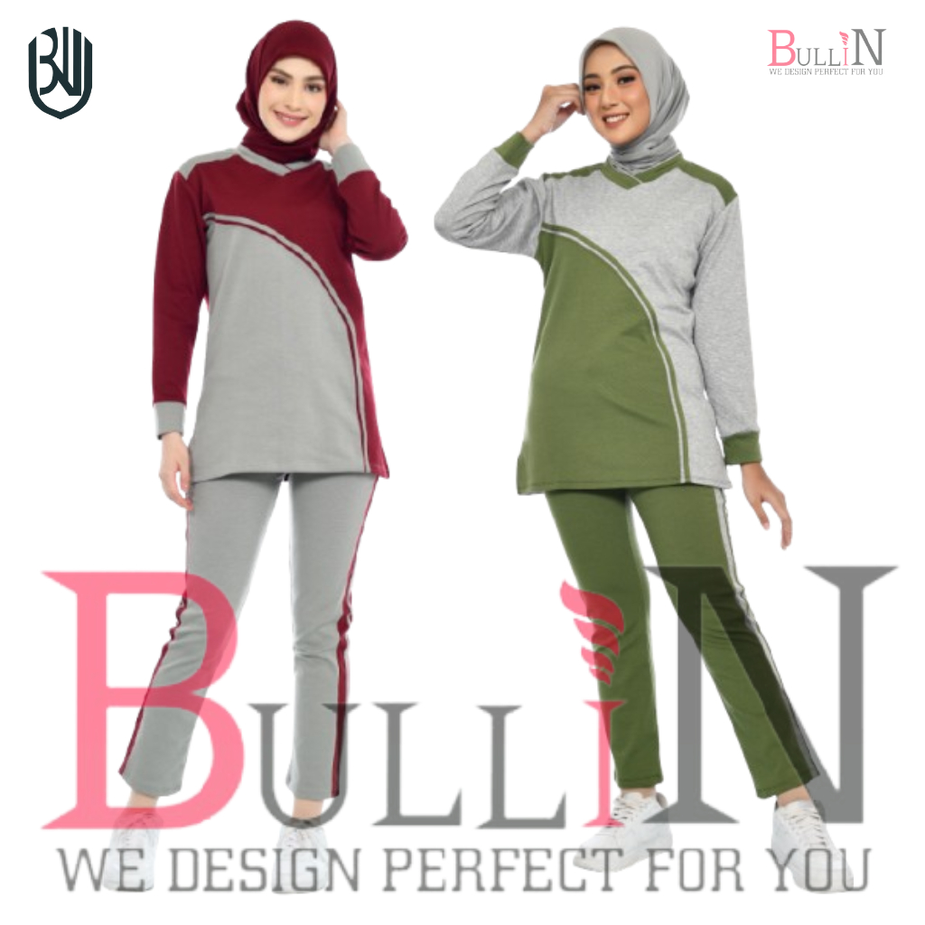 setelan senam tunik malika  jumbo wanita / set olahraga tunik malika / set zumba muslimah / Bullin