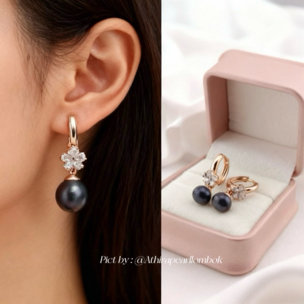 Anting lapis emas mutiara air tawar asli lombok Anting anting wanita Anting mutiara lombok asli Anti