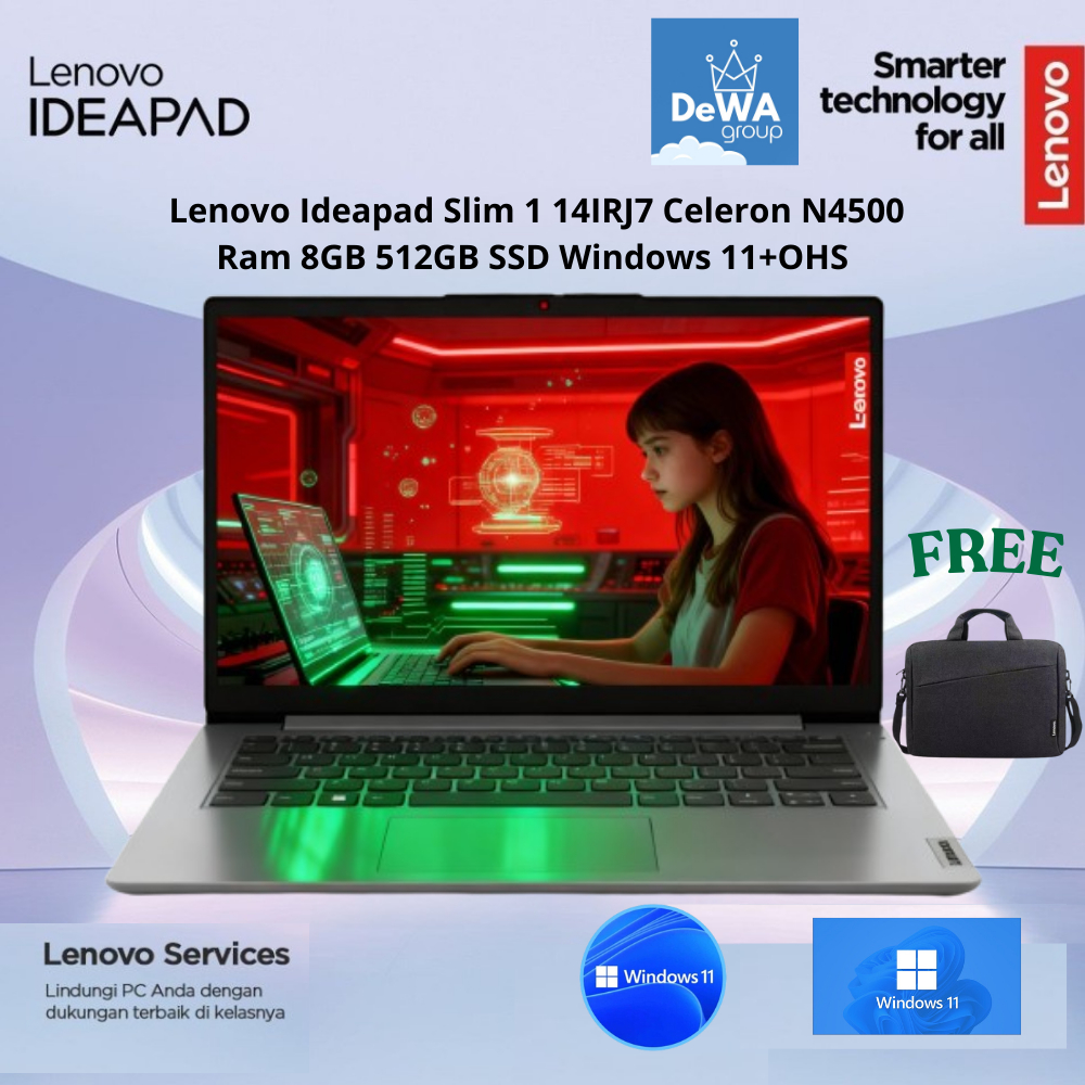 Laptop LENOVO IdeaPad Slim 1 Slim 1 Celeron  N4500 N4020 8GB 512GB 14 Windows 11 + OHS