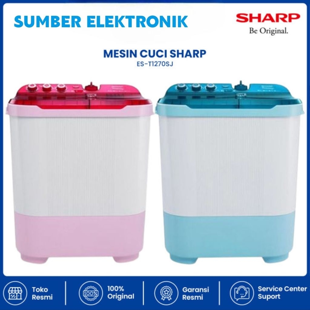 MESIN CUCI SHARP 11 KG - TWIN TUB ES-T1270SJ-GR BERGARANSI RESMI