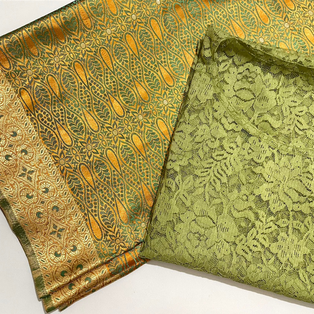 PRELOVED Oneset Outer Brokat dan Kain Songket