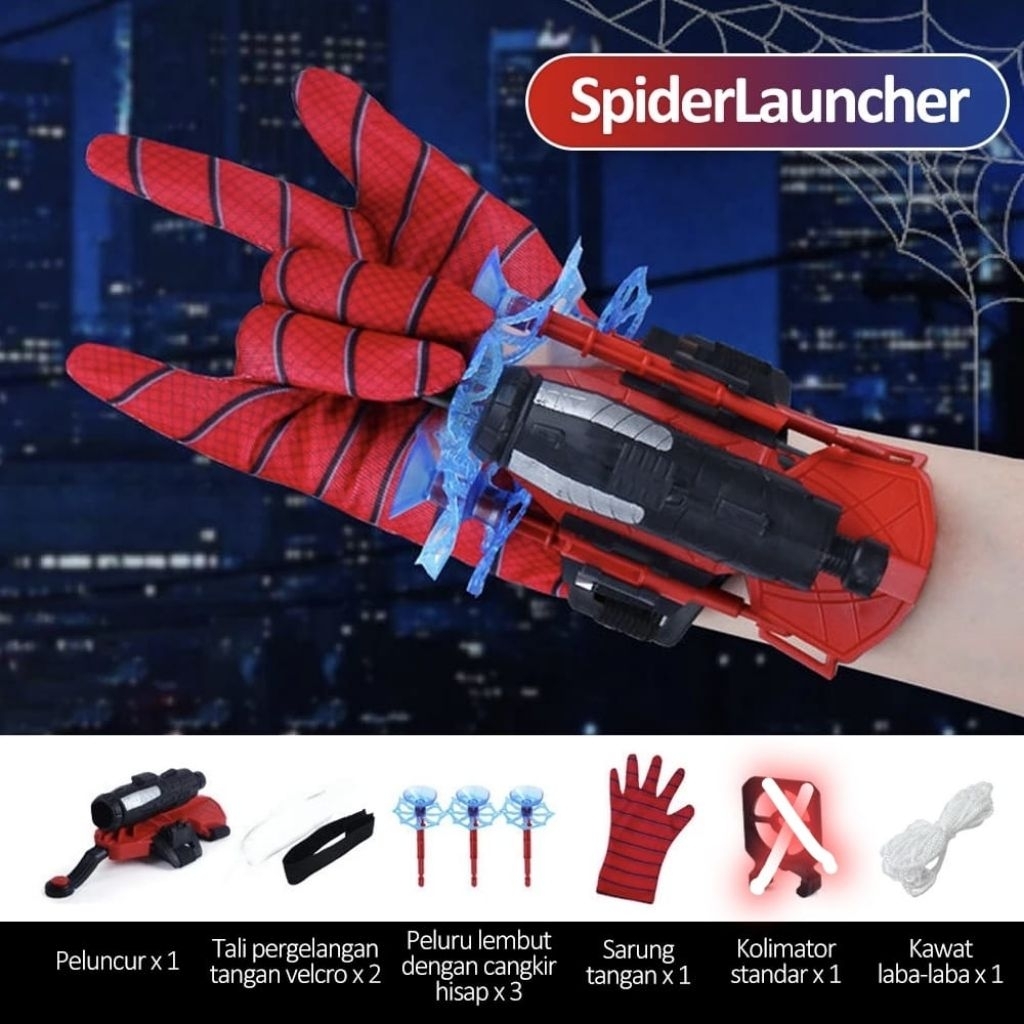 1231 Mainan Spiderman Sarung Tangan Set / Mainan Spider / Mainan Tembak Peluru Karet / Mainan Anak /