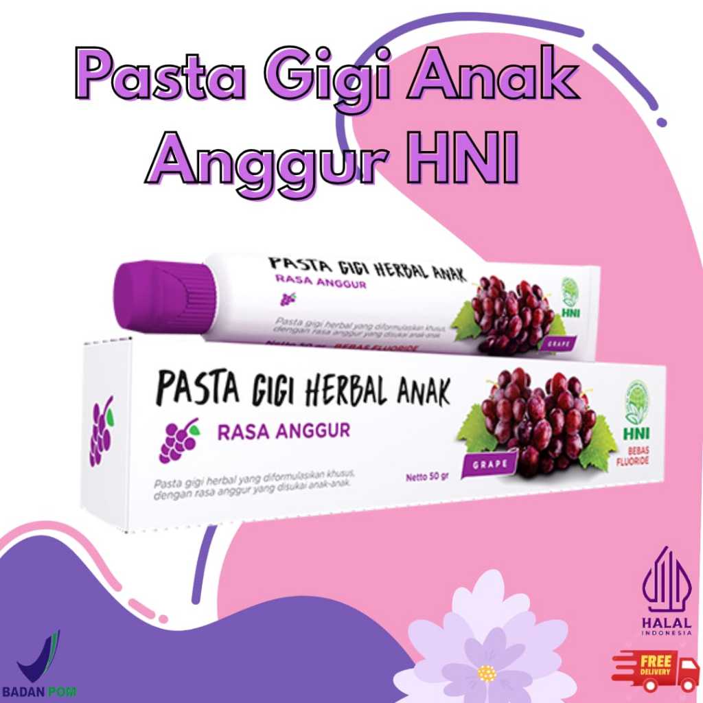 Pasta Gigi Anak HNI HPAI Varian Anggur - Odol Herbal Aman & BPOM