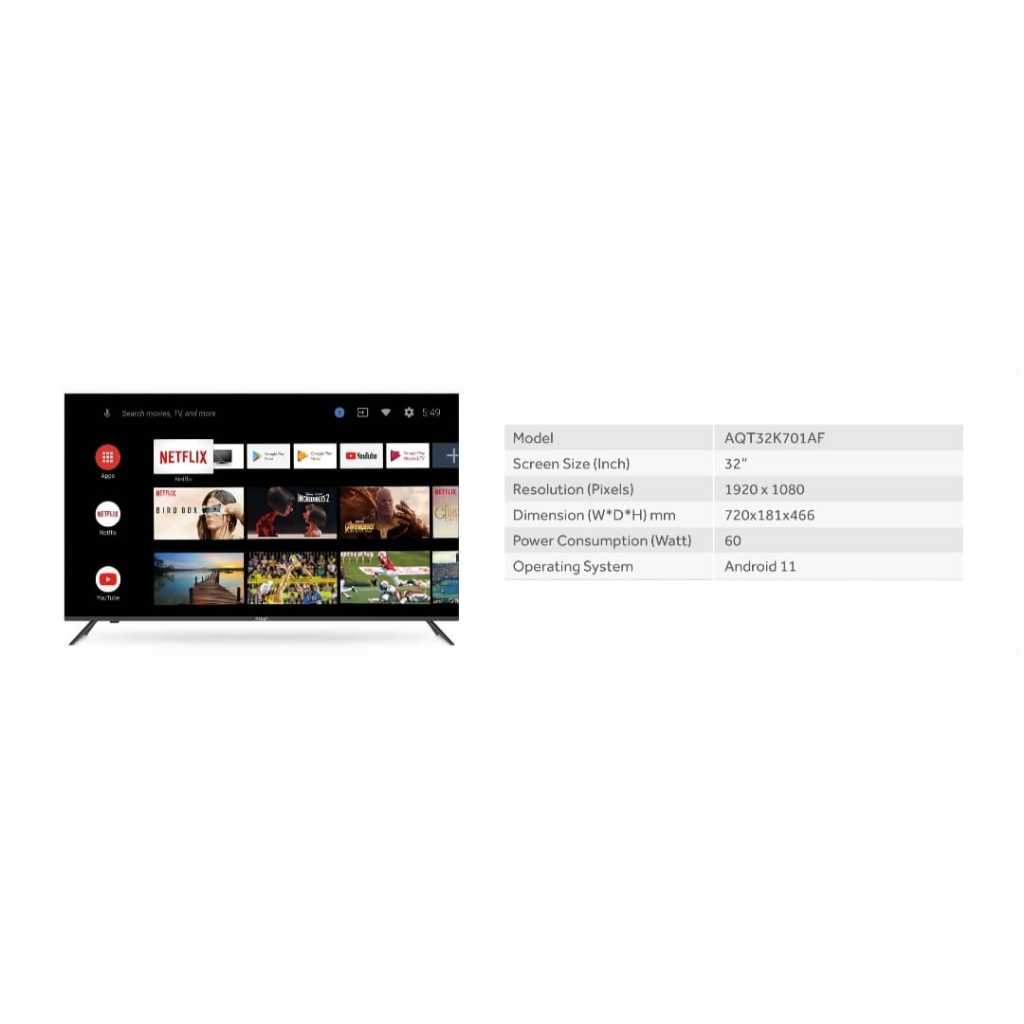 TV AQUA AQT32K701AF 32INCH FULL HD GOOGLE TV
