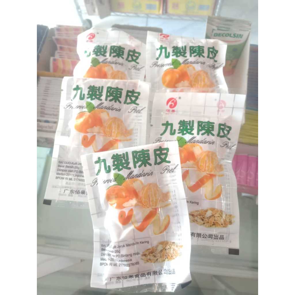 Bai Guo Manisan Kulit Jeruk Preserved Mandarin Peel 25gr /Honey Orange Kulit Jeruk Mandarin Kering