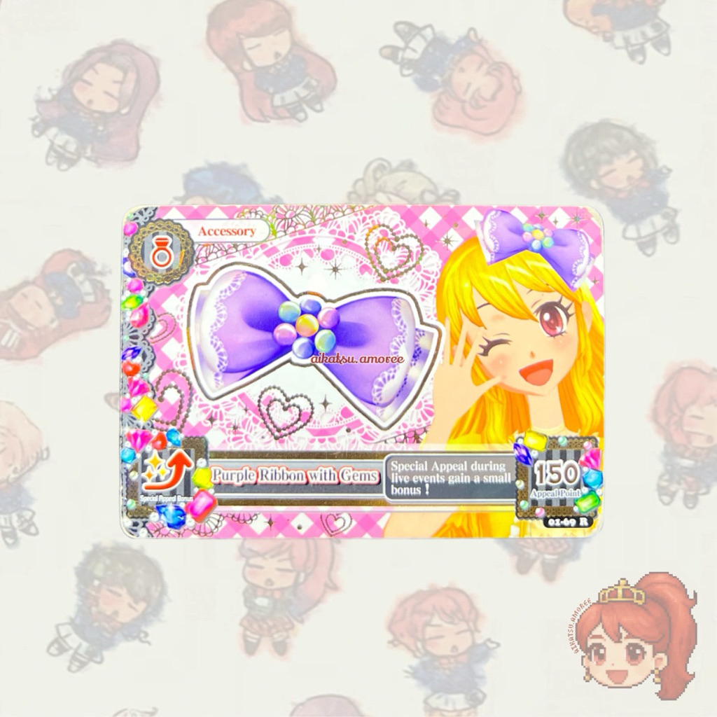 Aikatsu Rare Card Purple Ribbon with Gems Ichigo Hoshimiya