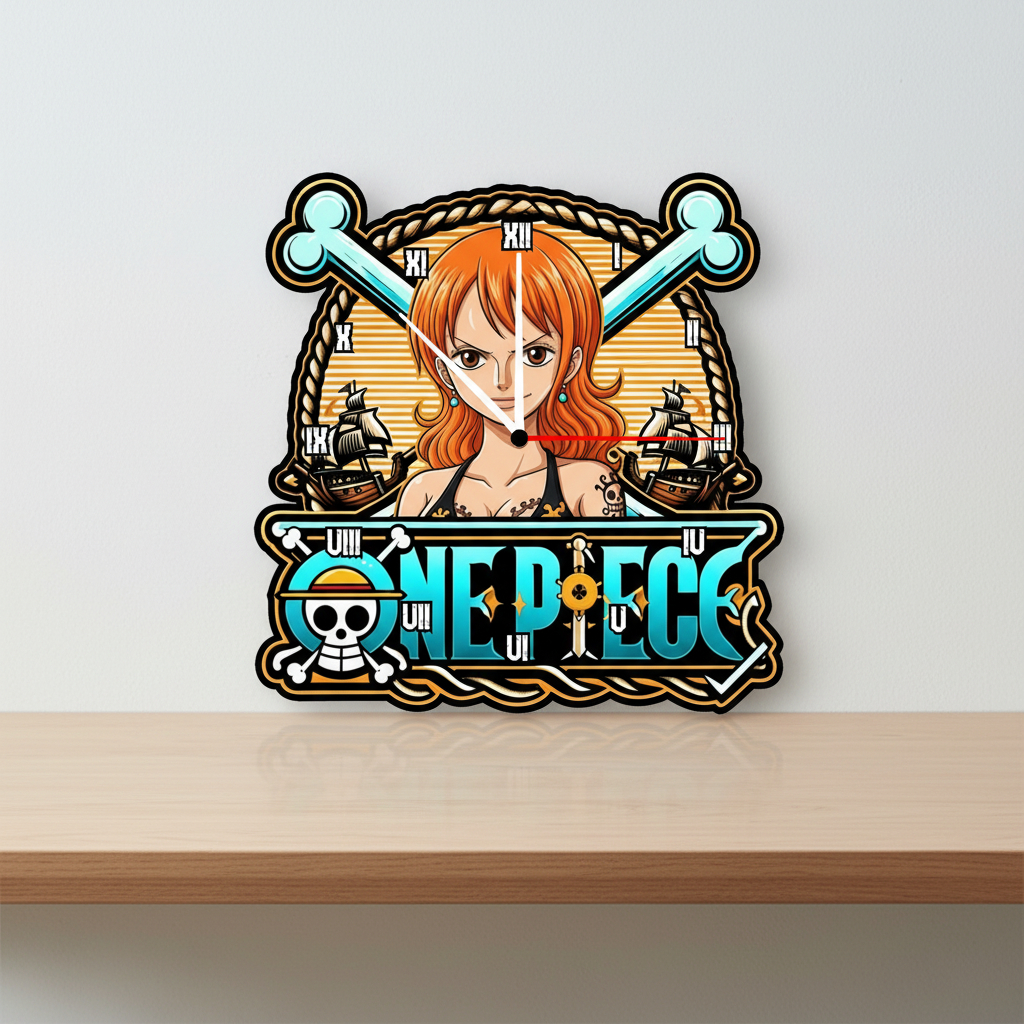 JAM DINDING UKIR TEMA ONE PIECE AESTHETIC UNTUK DEKORASI KAMAR TIDUR