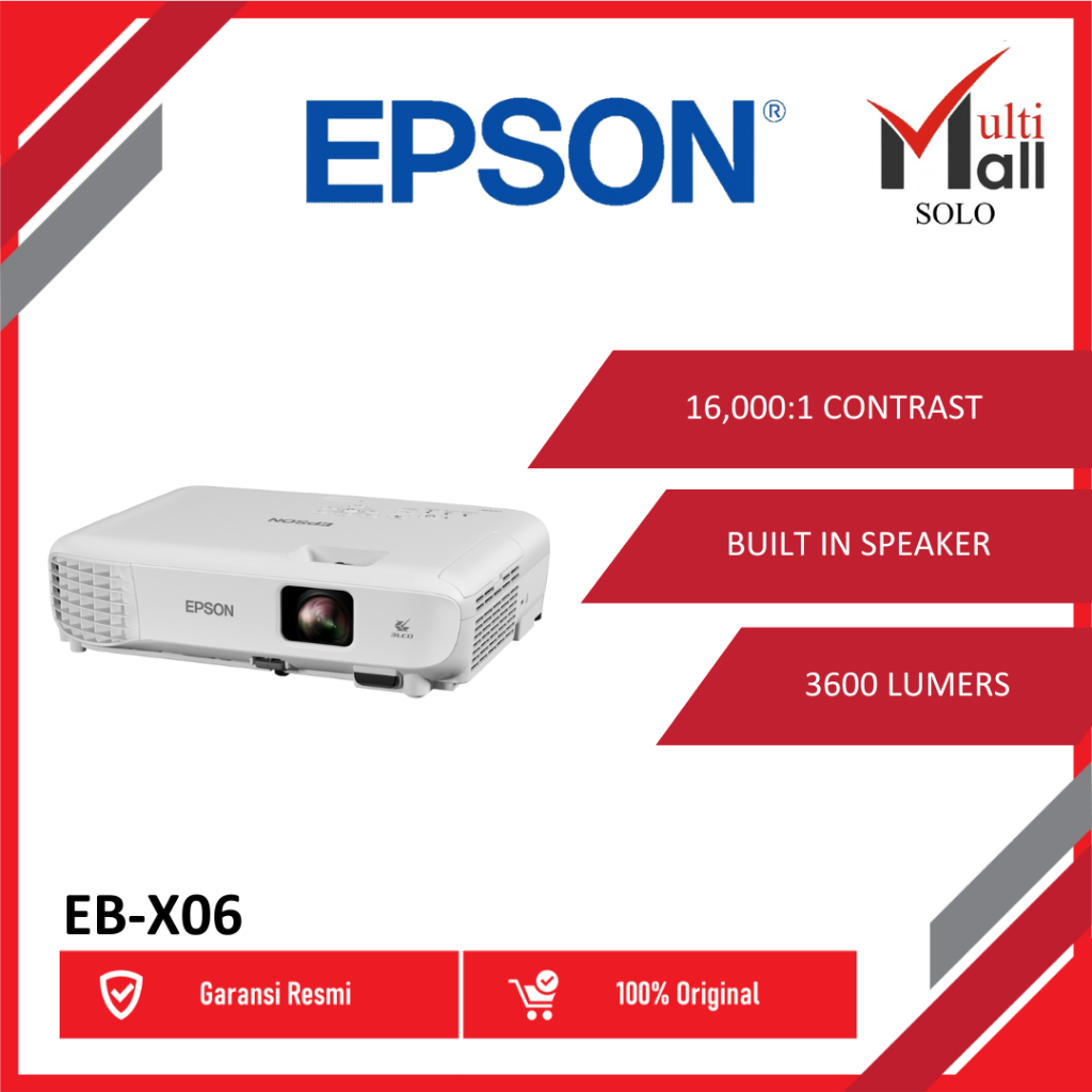 Epson Proyektor EB-X06 EB X06 EBX06 3LCD XGA 3600 Lumen HDMI WIFI