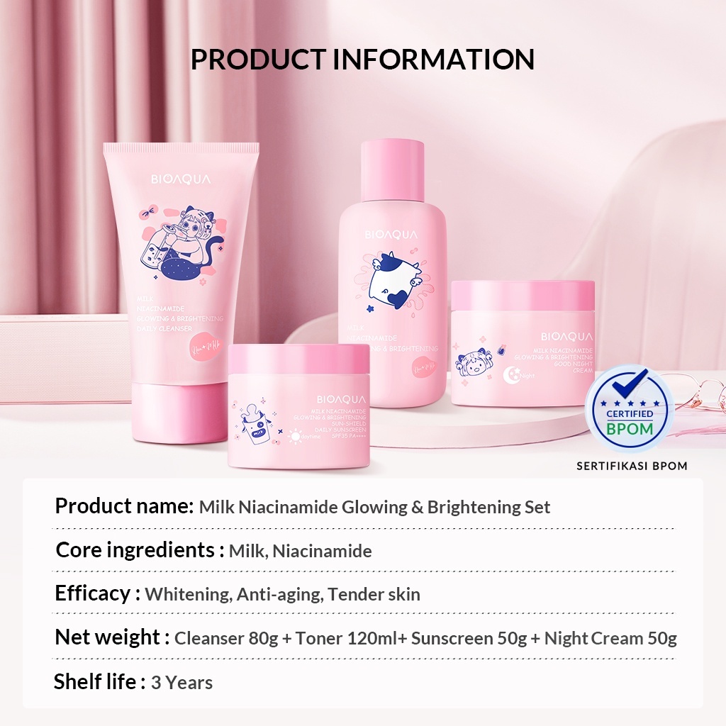 BIOAQUA Milk Niacinamide Glowing & Brightening Set