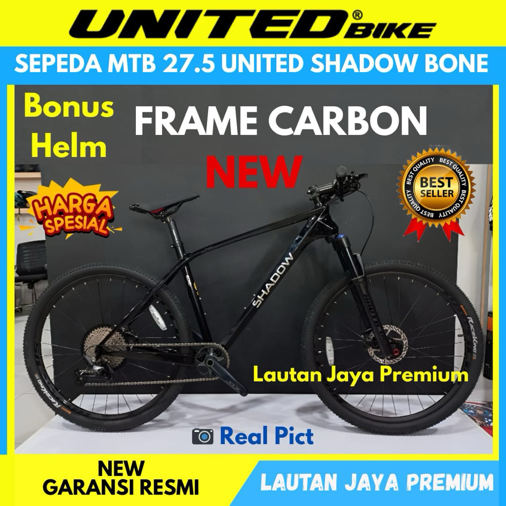 Sepeda Gunung MTB 27.5 Shadow Bone Carbon Glossy Grey