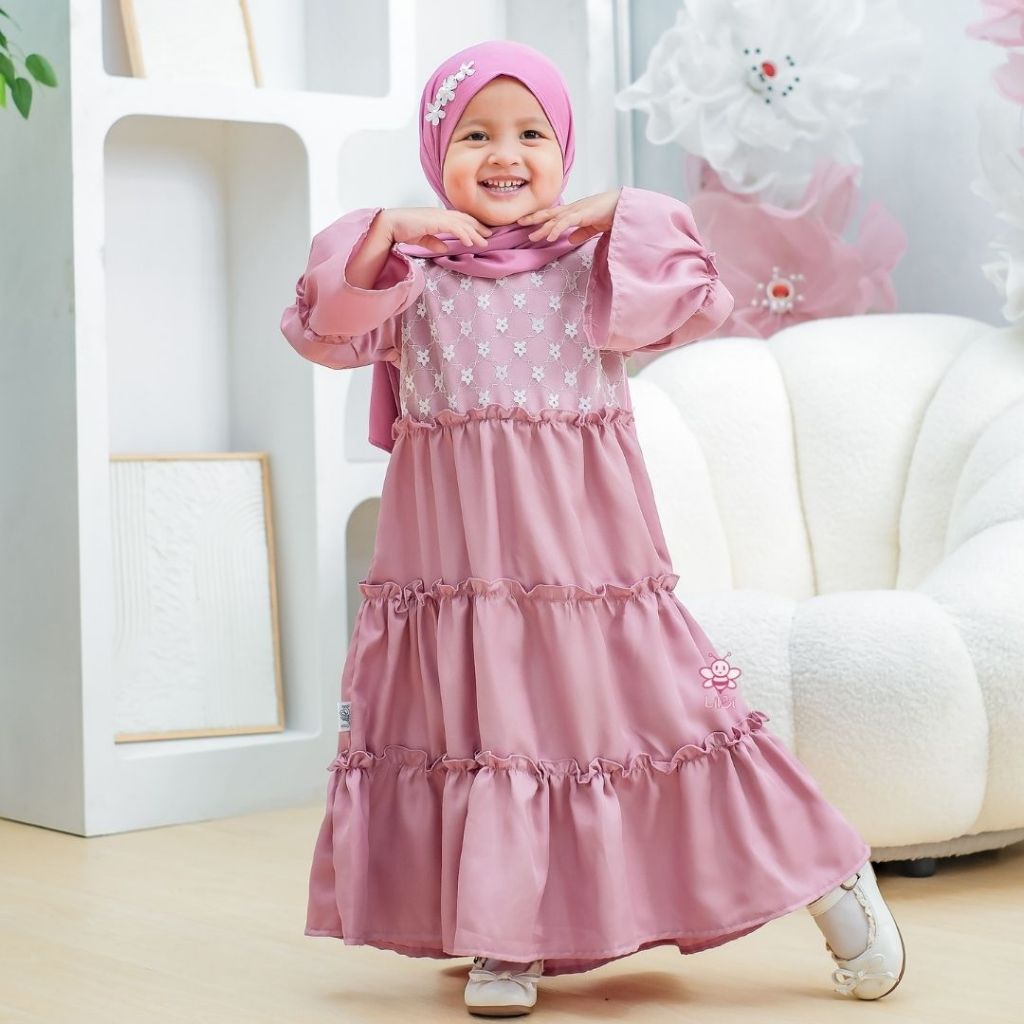 Lilbi - Jenna Dress - Dress Anak Perempuan Muslim - Gamis Anak Perempuan Usia 1- 10Tahun - Dress Mus