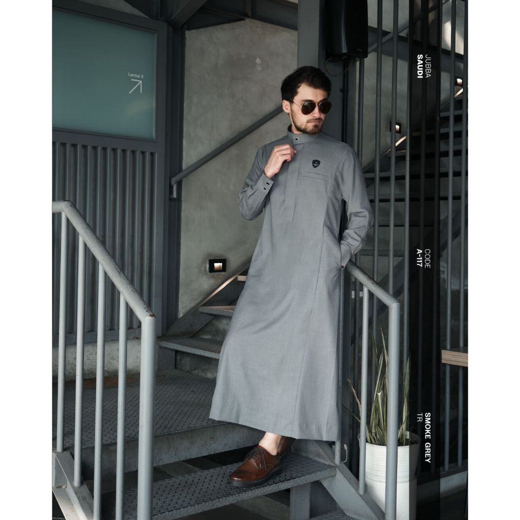 SAMASE Jubba Jubah Saudi A117 Lengan Panjang Jubba Reguler Pria Dewasa Samase Produk Ori Warna Grey