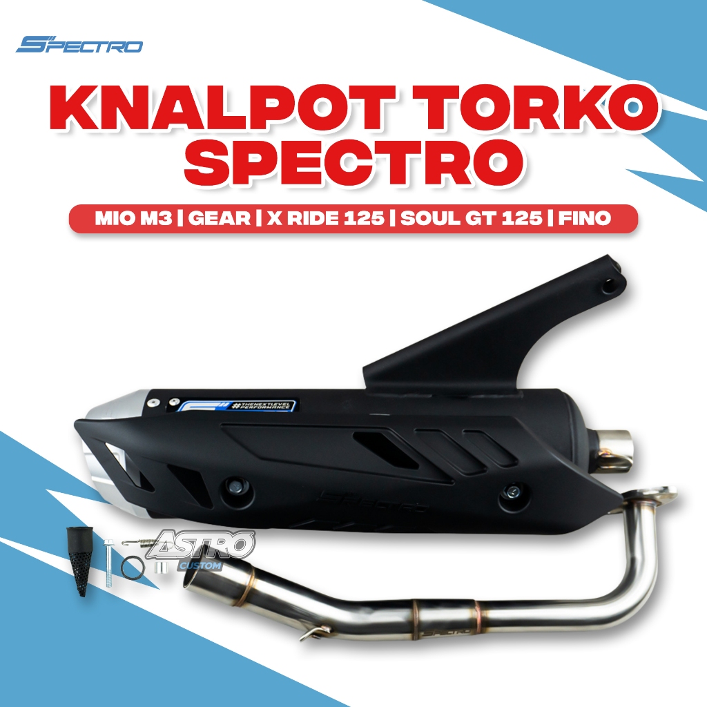 Spectro Knalpot Torko Mio M3 Soul GT Fino Xride 125 Kenalpot Standar Racing Deep Adem Universal