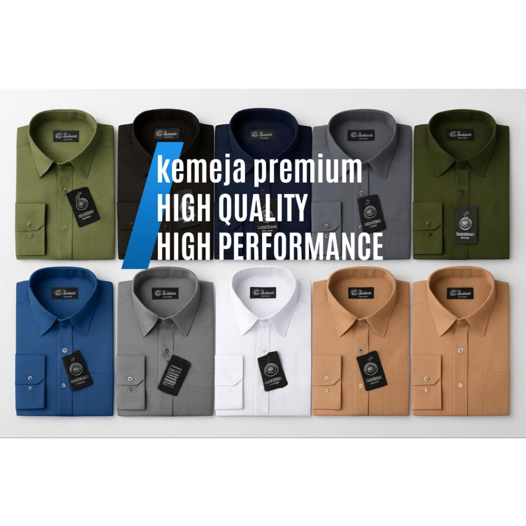 kemeja formal toyobo polos pria lengan panjang premium executive casual kain katun halus tebal adem