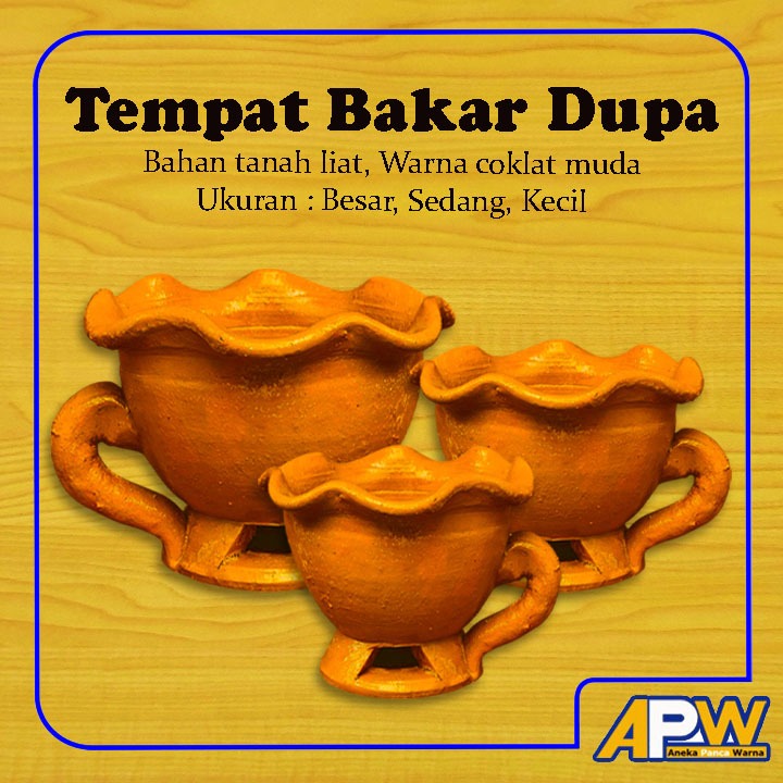Tempat Bakar Dupa / Dupa Kerucut / Dupa Kemenyan Bahan Tanah Liat Warna Coklat Muda
