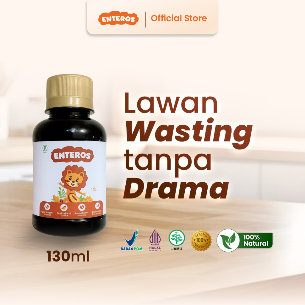 Enteros - Sirup Herbal Nafsu Makan Anak + Cegah Wasting & Gizi Kurang | Halal & BPOM 130ml
