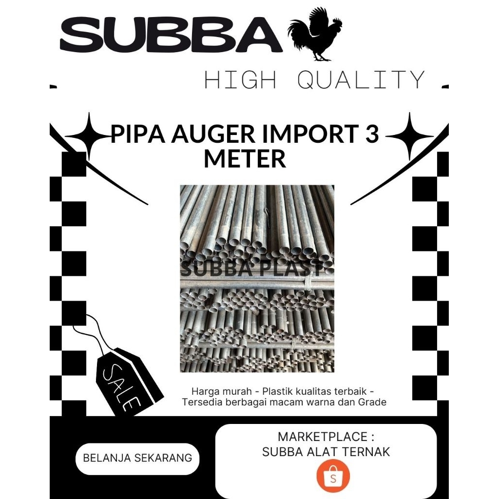 PIPA AUGER IMPORT @3 METER - PIPA BESI PAKAN AYAM OTOMATIS