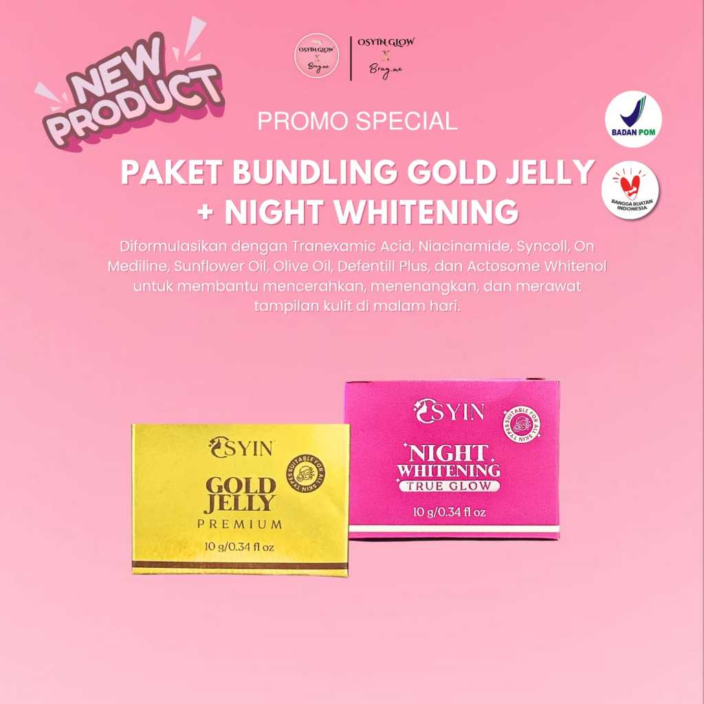 PAKET Bundling Gold Jelly Premium + Night Whitening True Glow Osyin Glow