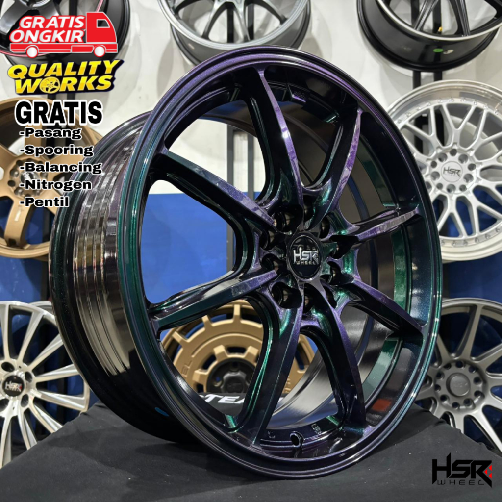 Velg Mobil Stargezer BRV HRV Ring 17 Lebar 7 ET42 Velg Racing HSR Wheel Maybrat