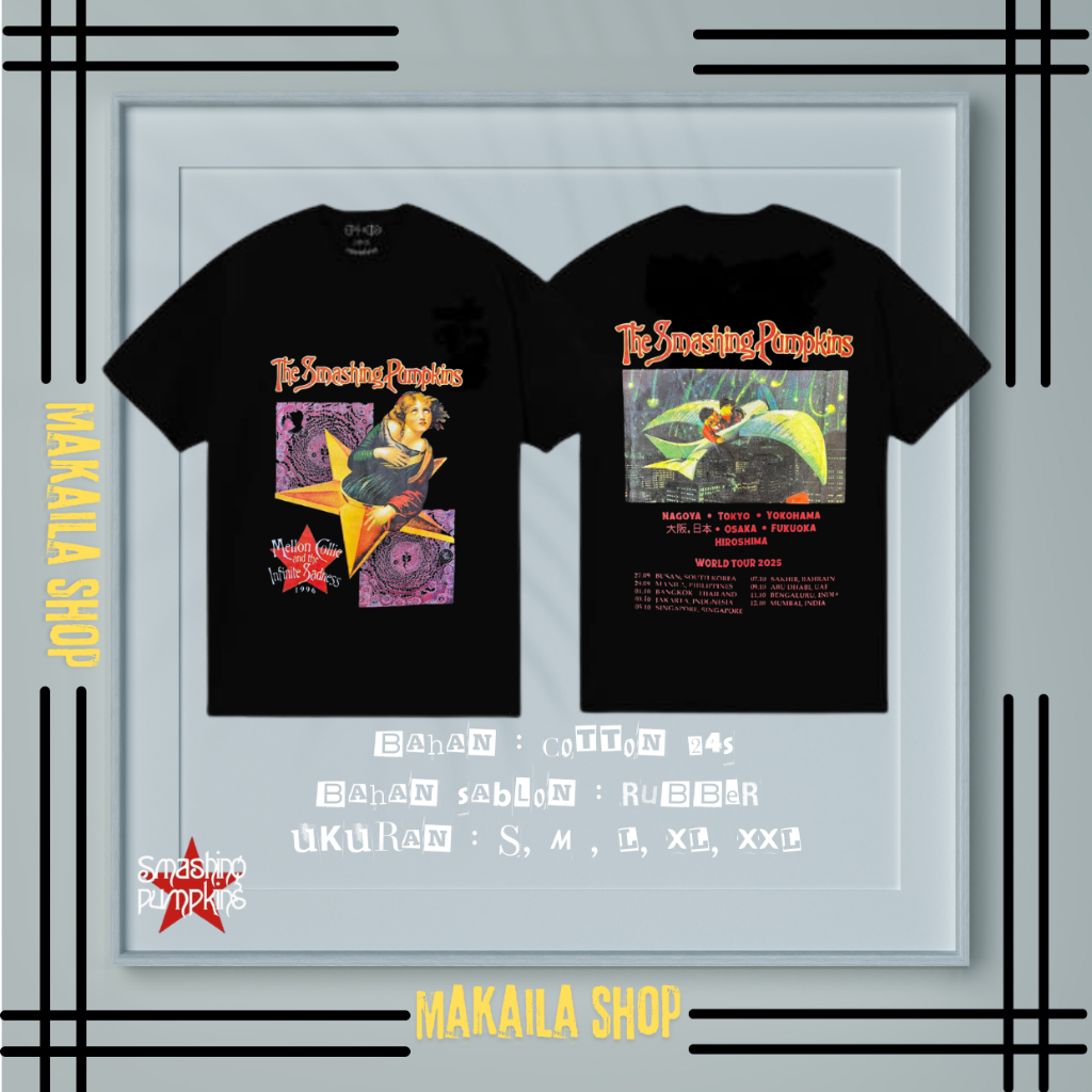 KAOS SMASHING PUMKINS | T-SHIRT PREMIUM | HITAM | KAOS PRIA DAN WANITA