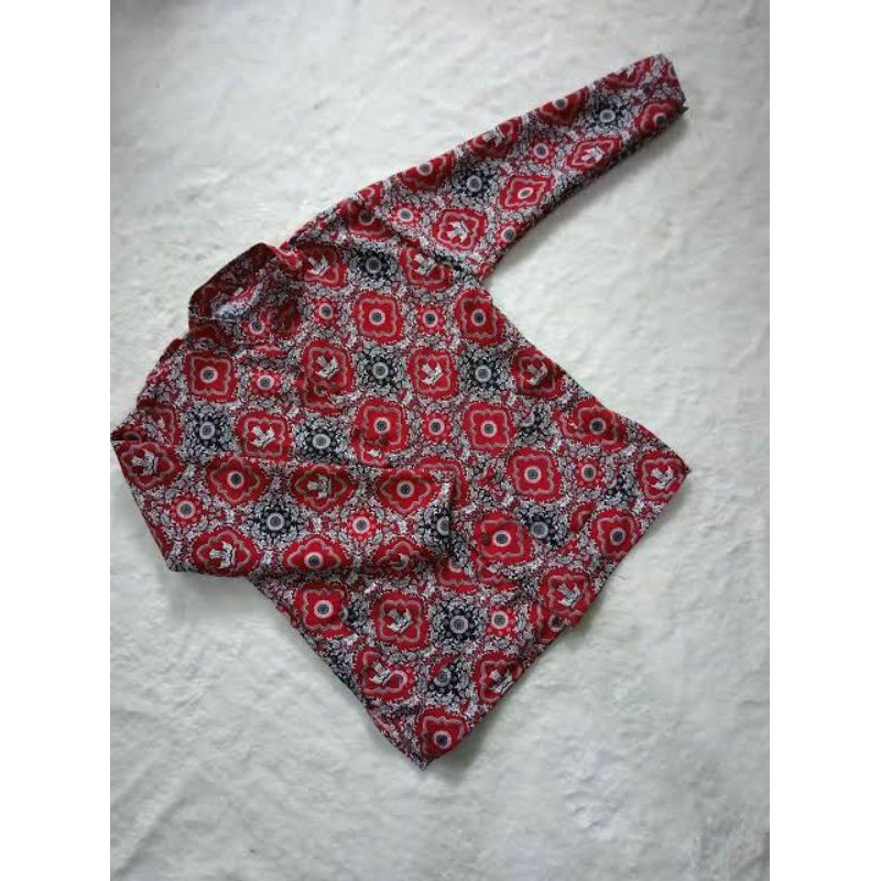 BAJU BATIK MERAH SEKOLAH SD LENGAN PANJANG SERAGAM NEGRI ( UNISEX ) KELAS 1-6