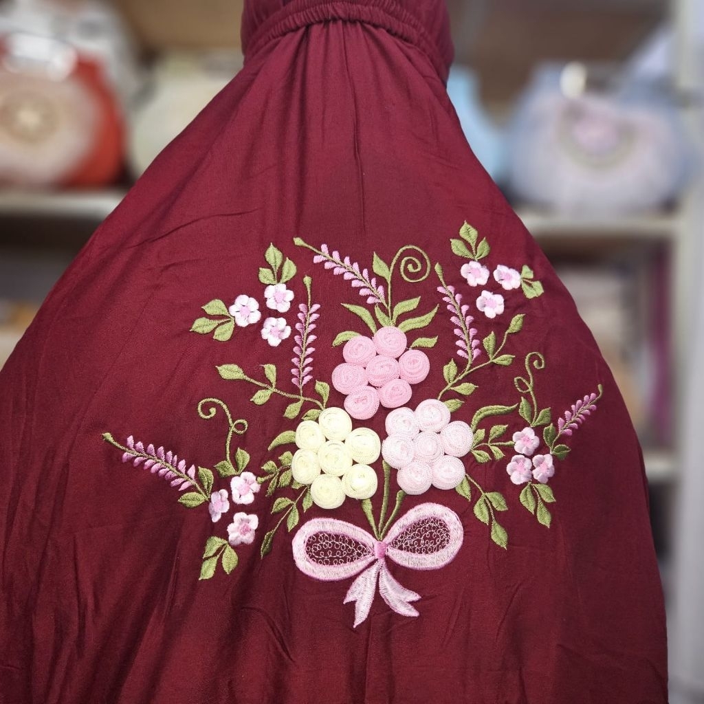 MUKENA TERUSAN DEWASA RAYON BORDIR CANTIK TILE PUNGGUNG - ALL SIZE JUMBO / MUKENA MISBAH / TELEKUNG