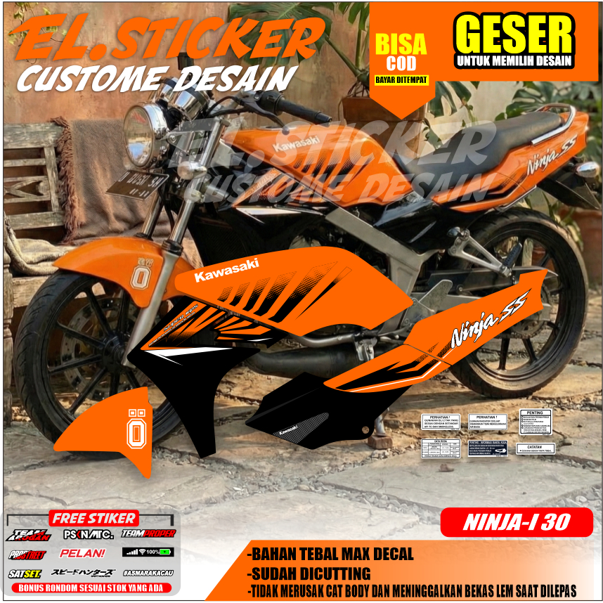 Striping Stiker Transparan UV Ninja SS Bahan Maxdecal Desain Minimalis Warna Orange Ninja-I 30