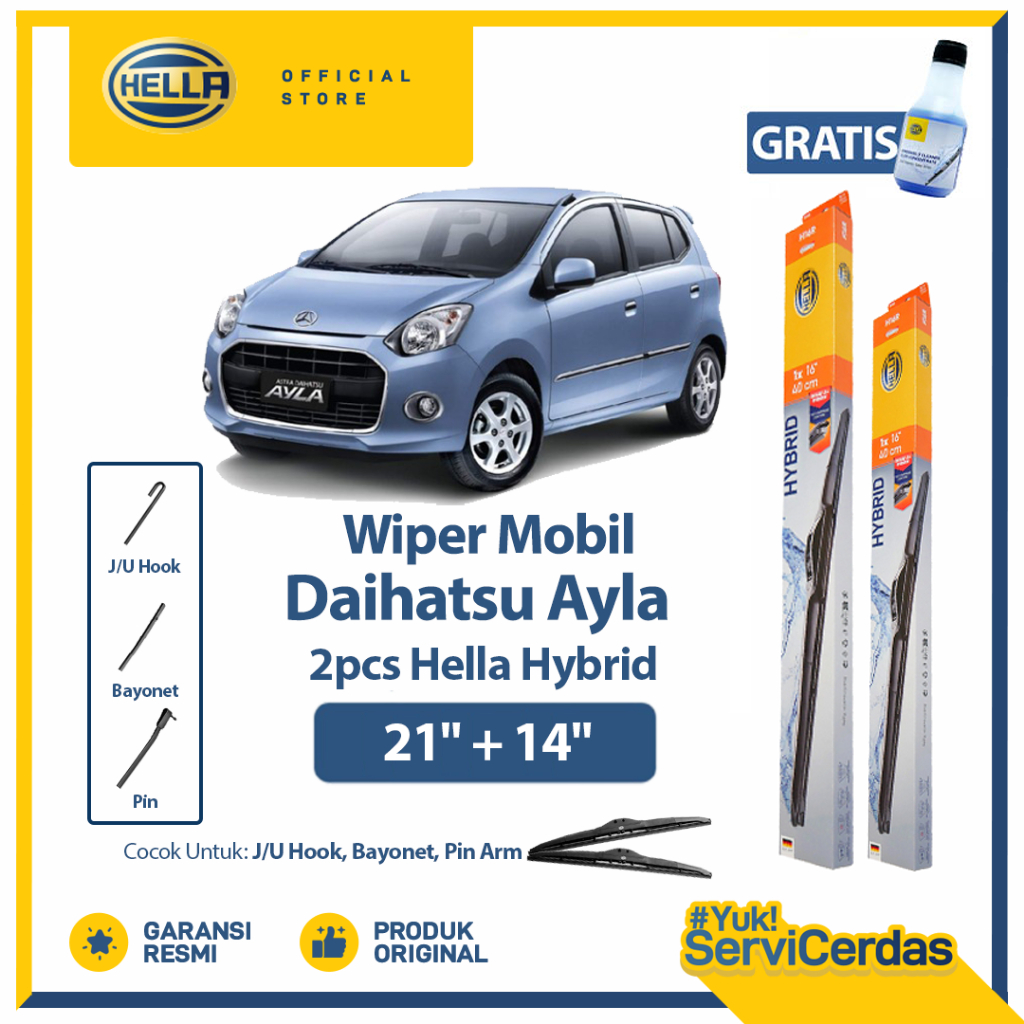 Wiper Mobil DAIHATSU Ayla 21" + 14" (2pcs) - HELLA Hybrid