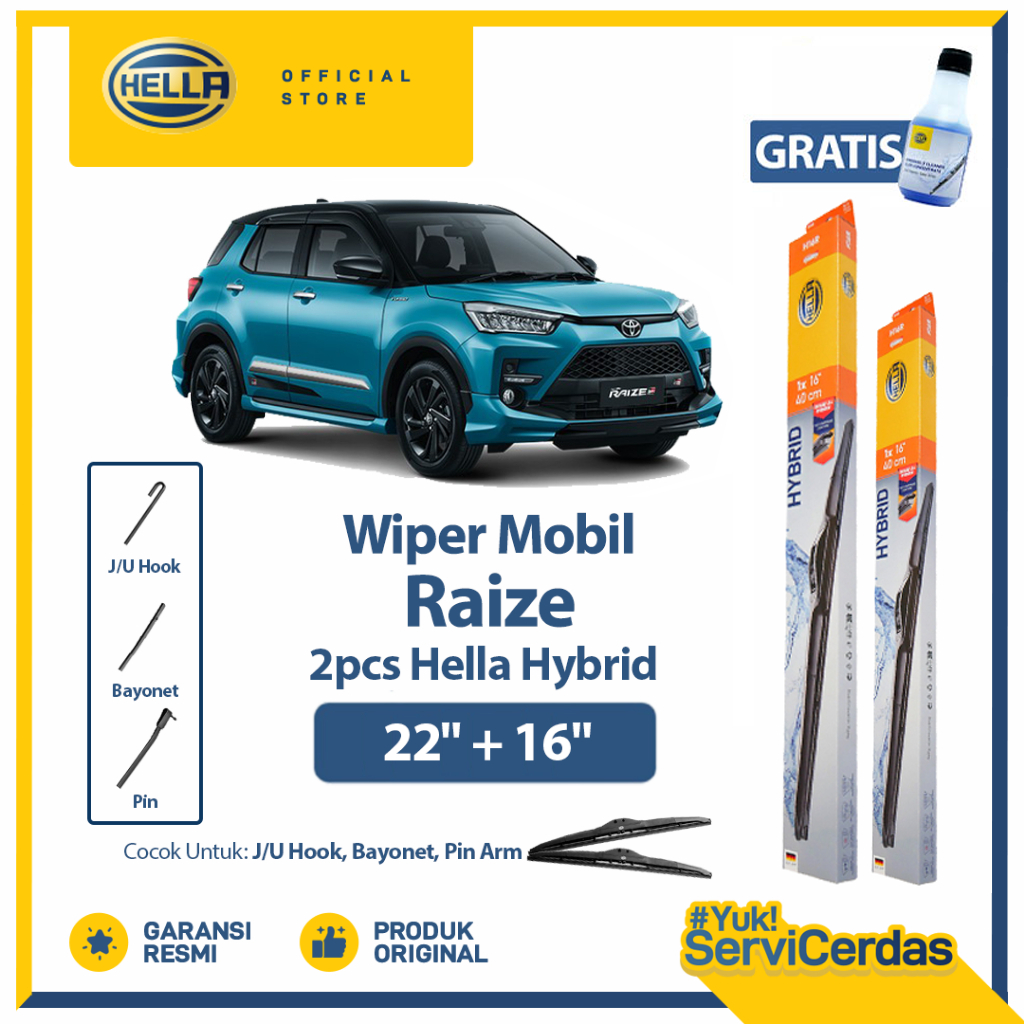 Wiper Mobil TOYOTA Raize 22” + 16” (2pcs) - HELLA Hybrid