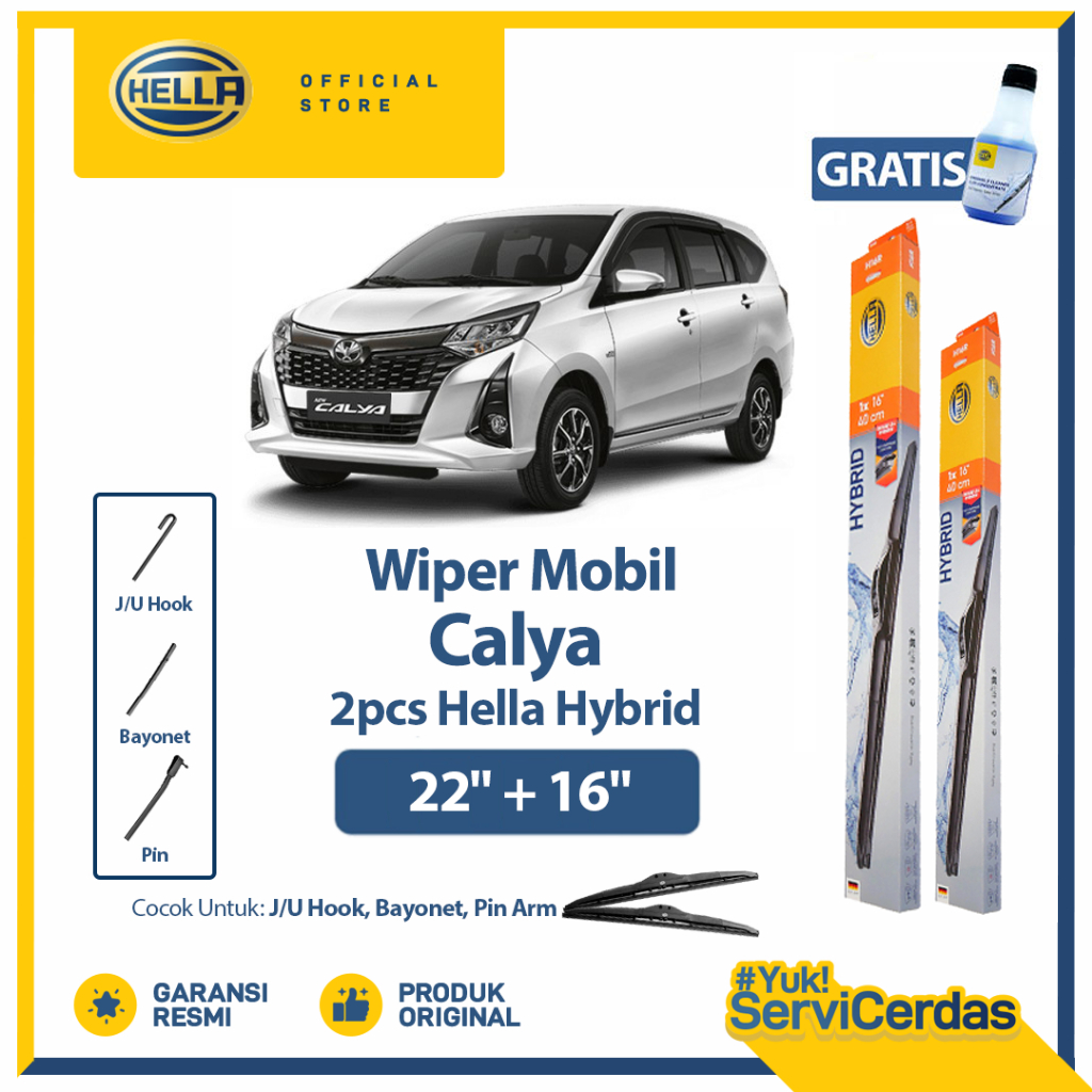 Wiper Mobil TOYOTA Calya 22” + 16” (2pcs) - HELLA Hybrid