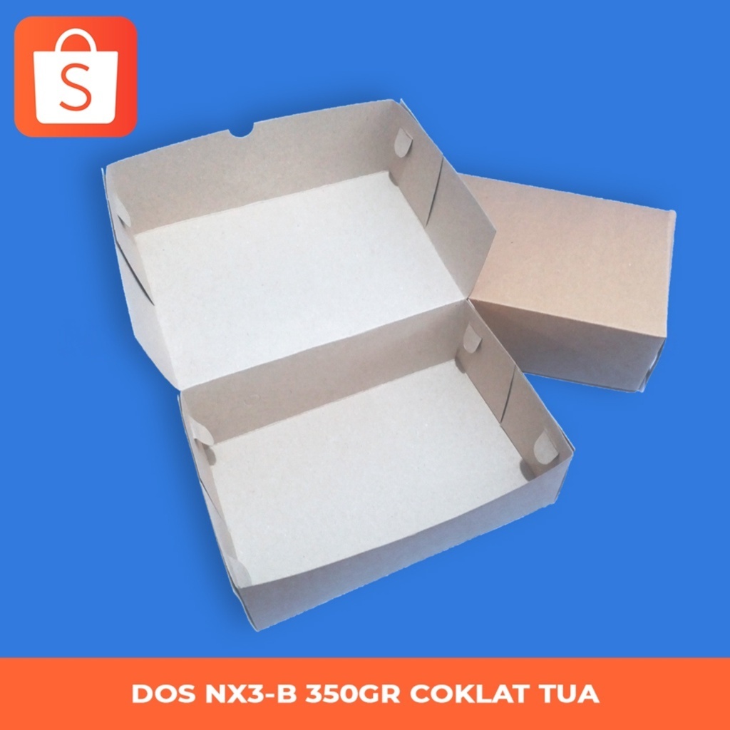 Dos Nasi Persegi Panjang NX3-B Kraft Polos Tebal 350gr / Dos Nasi Kraft Coklat (100 Lembar)