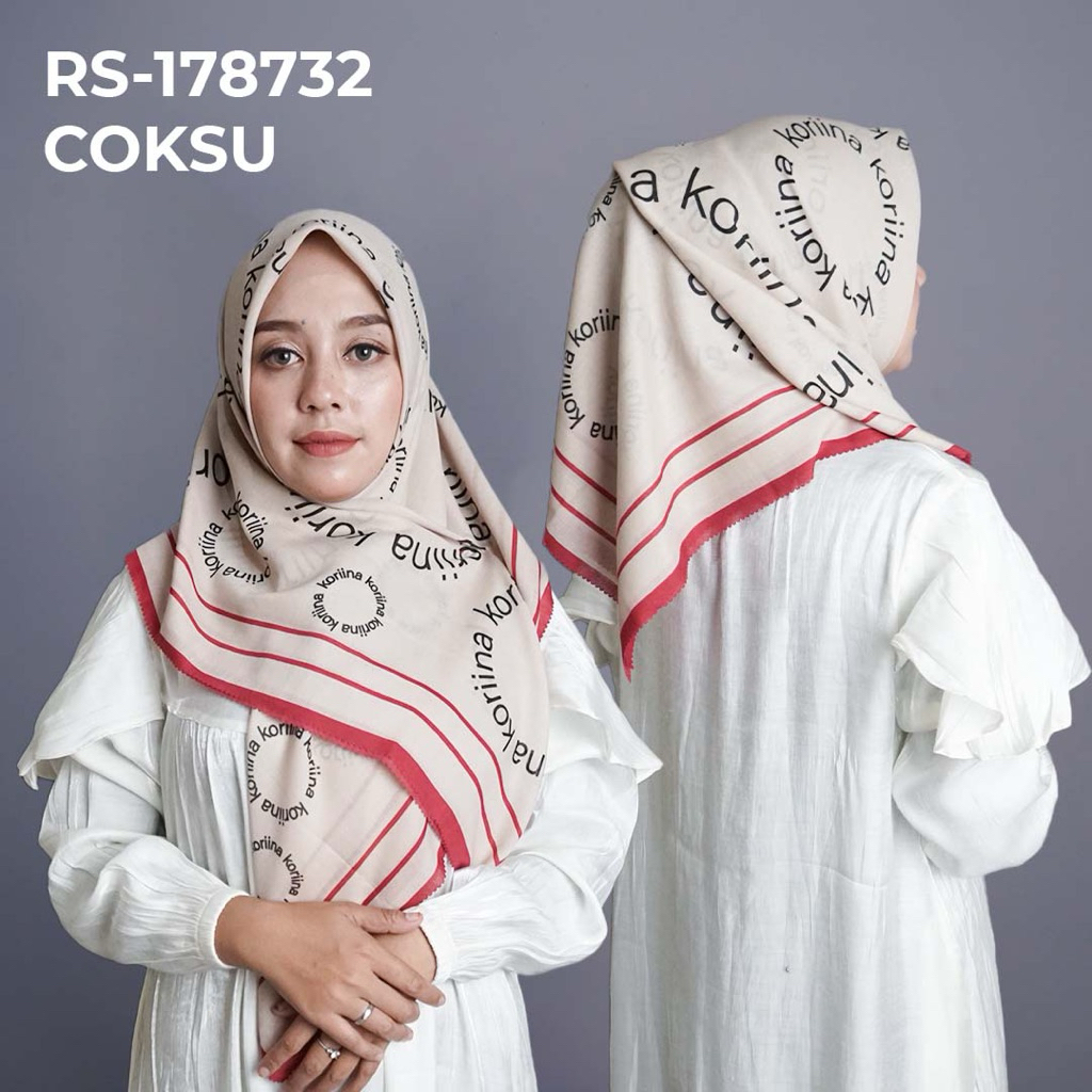 RS-178732 COKSU Hijab Jilbab Dennay Scarves Voal Motif Segi Empat Basic Laser Cut