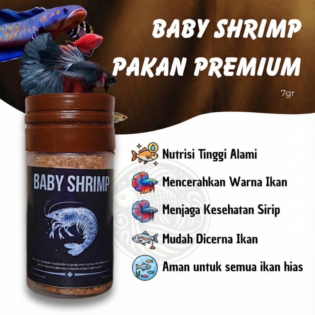 Baby Shrimp Pakan Premium 7gr | Nutrisi Tinggi | Untuk Cupang, Guppy, Neon Tetra & Ikan Hias Kecil