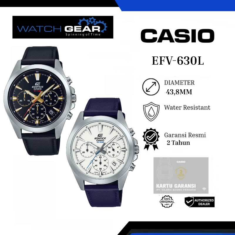 Edifice EFV-630L Pria Tahan Air Kulit Asli