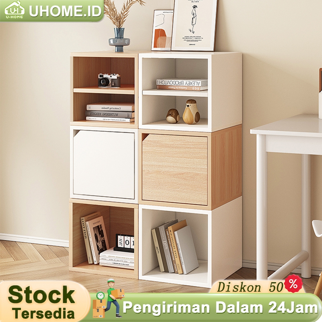 Lemari buku Rak Buku Susun Meja Nakas Lemari Penyimpanan Lemari susun kayu Diy Lemari Serbaguna 30*3
