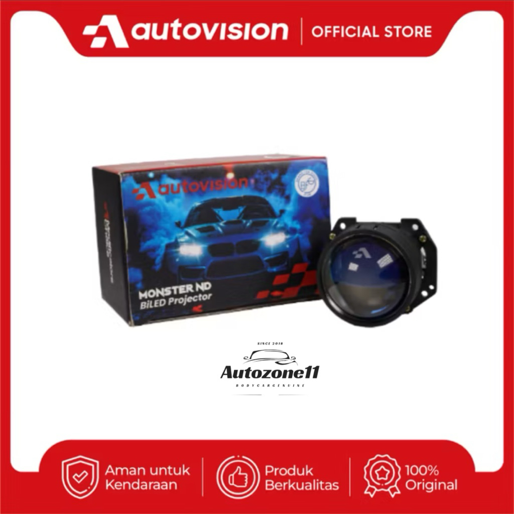 Headlamp Motor BiLED/Projector 2.5" MONSTER ND 45W BiLED Blue Lens FCO 6000K/3-Colors