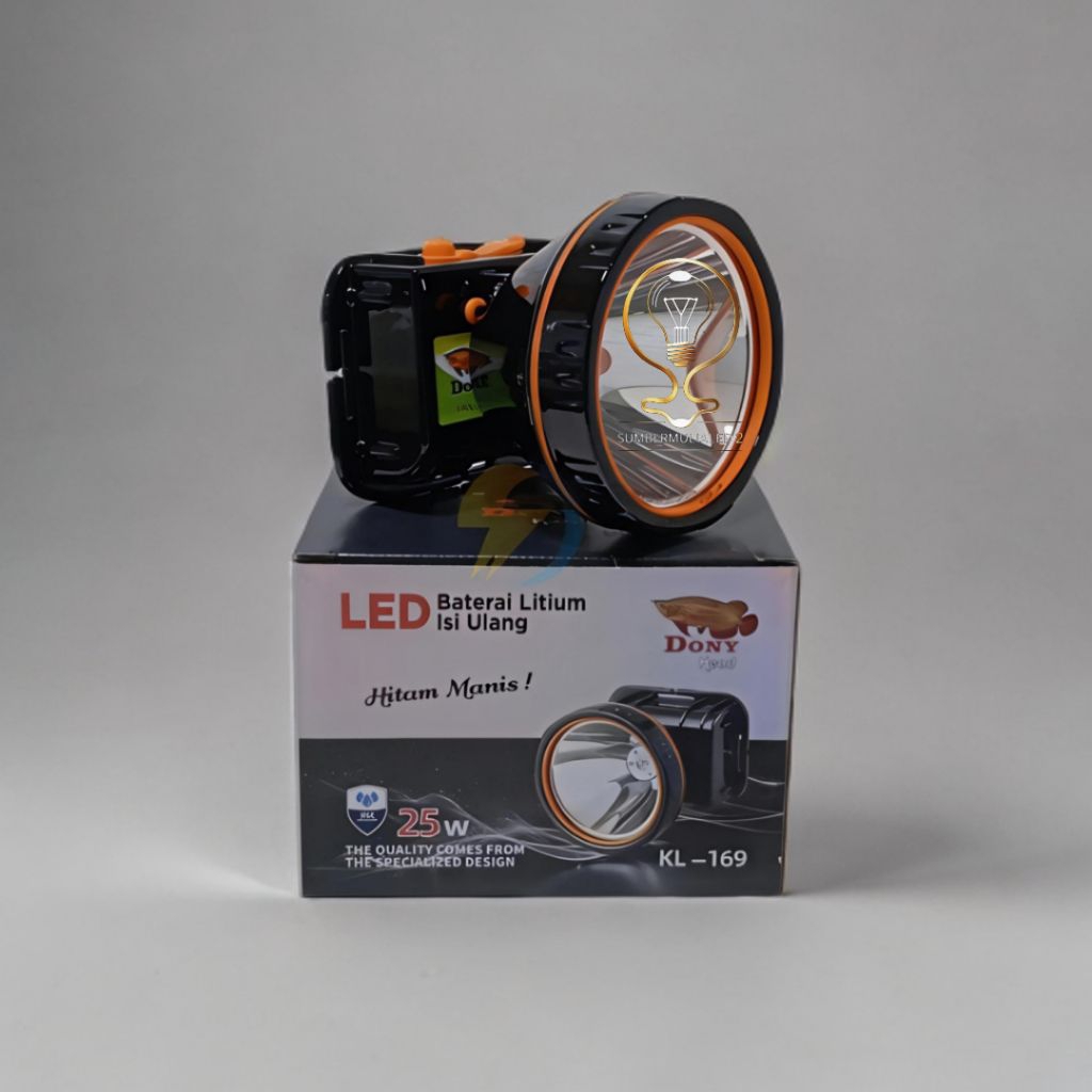 Dony Senter Kepala KL-169 25W Hitam Manis  | New Edition | Kemasan Baru | Cahaya Putih / Kuning | He