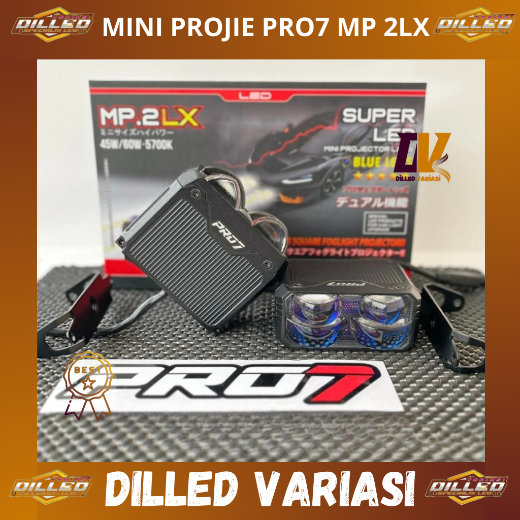 DOUBLE Mini Projie Pro7 MP.2LX Super LED Blue LENS 2 x 50W / MP 2LX MINI PROJIE 2 Mata Bluelens