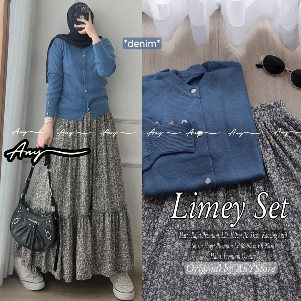 limey ootd korean style vin setelan rok wanita alfashion rajut batwing atasan knit rok plisket motif