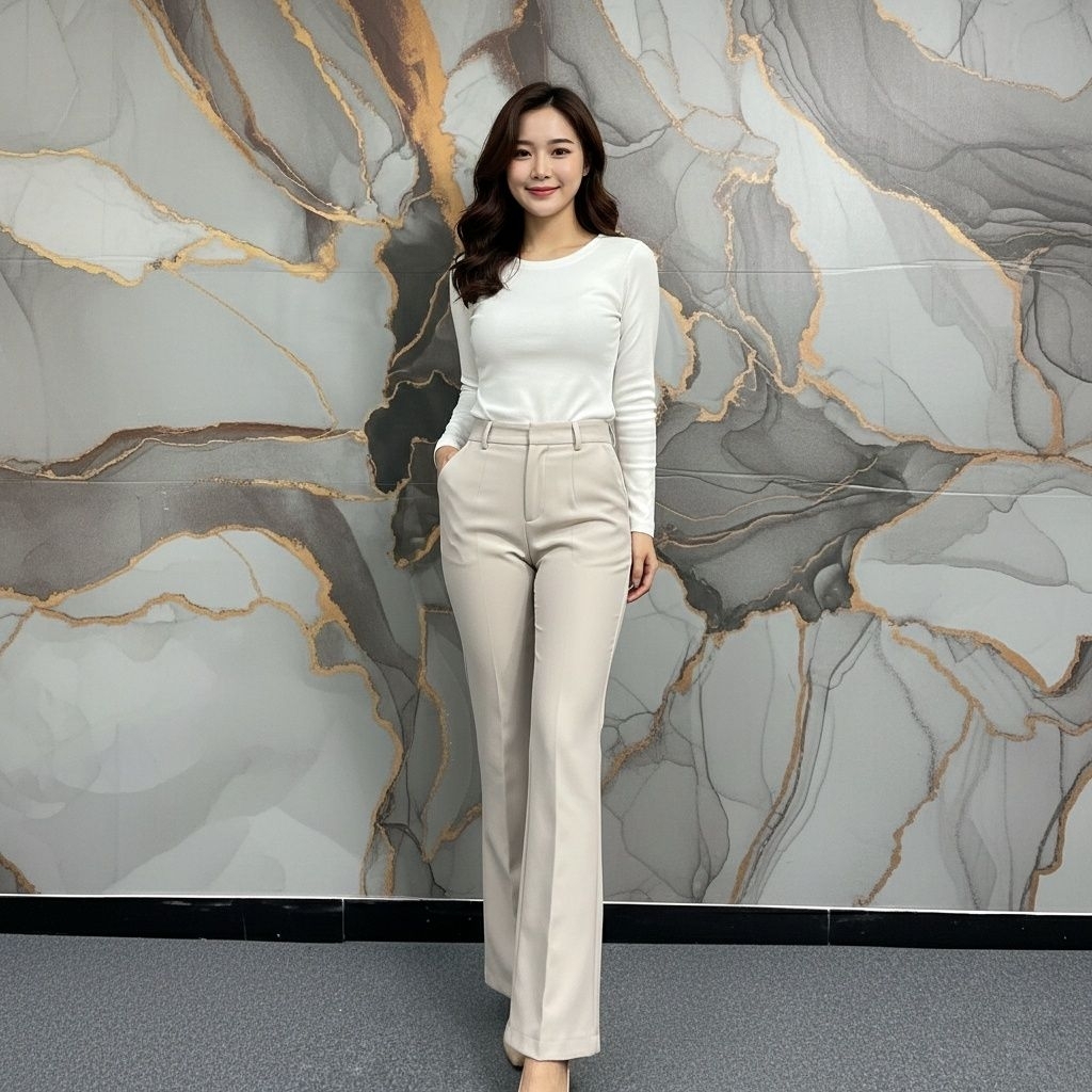 Kylie Pants Celana Kerja Cutbray Kantoran Model Model Korea Kancing Resleting S - JUMBO