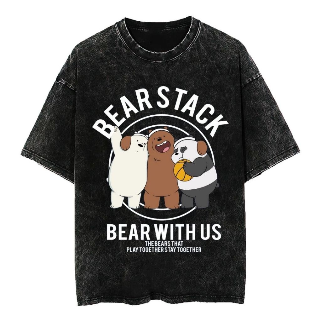 Psycho Crucify "Bear Stack" Oversized T-Shirt | Stone Wash | Kaos Oversize | Vintage | Atasan