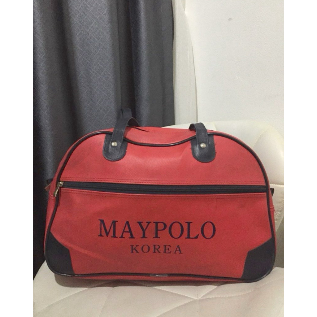 duffle bag kecil maypolo tas gym tas olahraga pvc merah preloved
