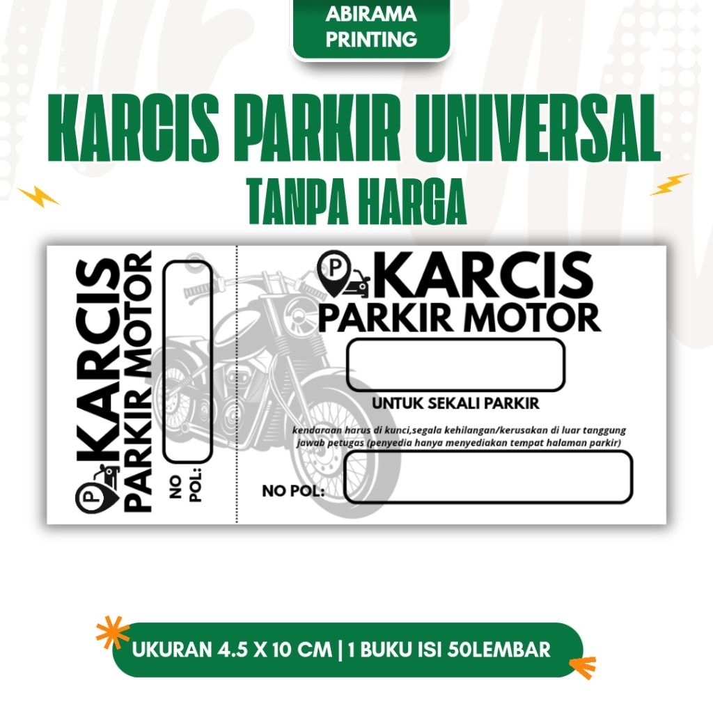 KARCIS PARKIR MOTOR MOBIL KARCIS PARKIR TANPA HARGA KARCIS PARKIR UNIVERSAL KARCIS PARKIR KENDARAAN