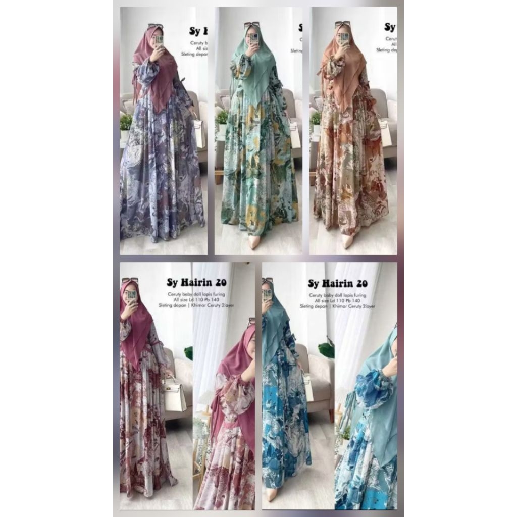 Kanza Aida Shizuka Syar'i set khimar hijab Premium |Zahya Jawharah syari| Hairin 14 15 20