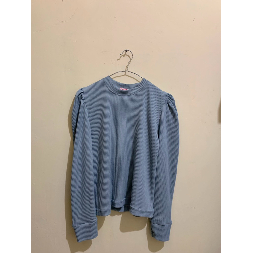 [PRELOVED] BLOUSE LENGAN BALON | BLUSE WAFFLE LENGAN BALON