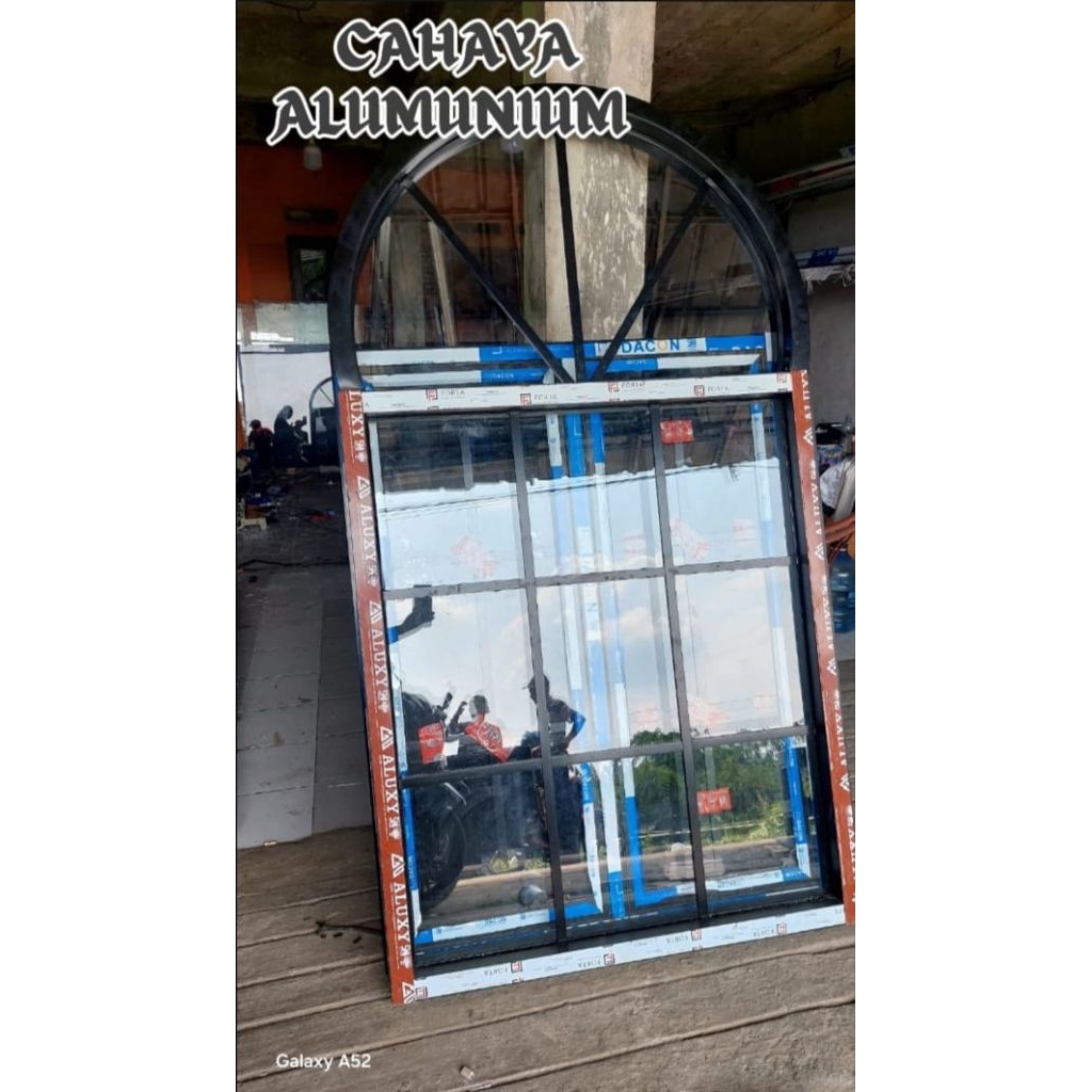jendela kaca mati lengkung lengkap tinggal pasang free packing kayu