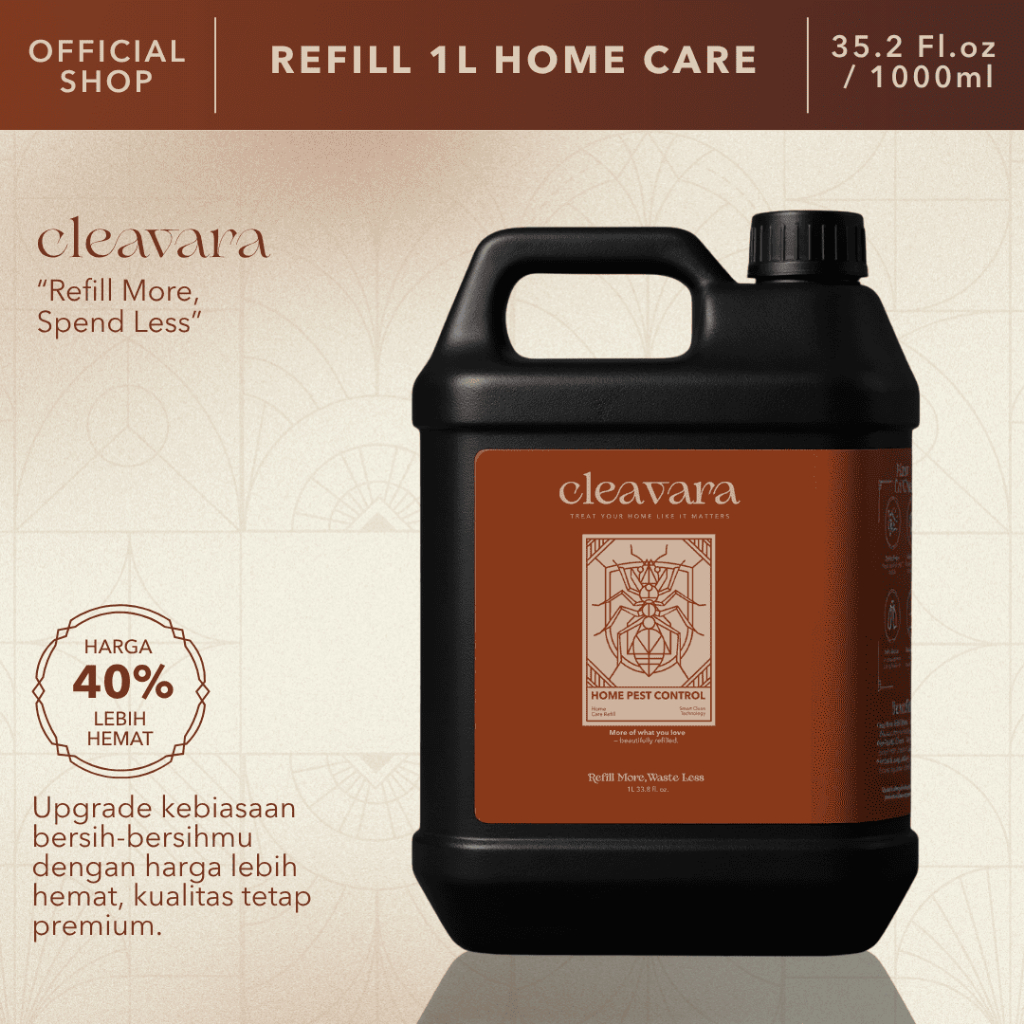 CLEAVARA REFILL PACK 1L | Isi Ulang Home Pest Control, Toilet Bowl Cleaner, Rodent Sherif Spray, Pet Training Spray, Kemasan Hemat Jerigen 1 Liter Pengganti Botol, Pembasmi Serangga Pembersih Kloset Pengusir Tikus Kucing