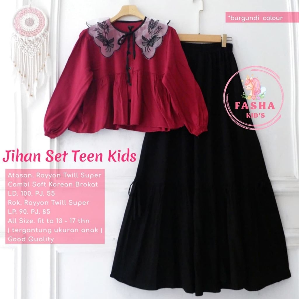 Jihan set teen kids ORI Fasha KIDS setelan anak perempuan usia 8-13tahun