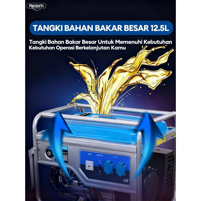 TERMURAH REAIM Mesin Genset Portable 4000W 210CC Pembangkit Listrik Mini untuk Rumah Tangga Outdoor